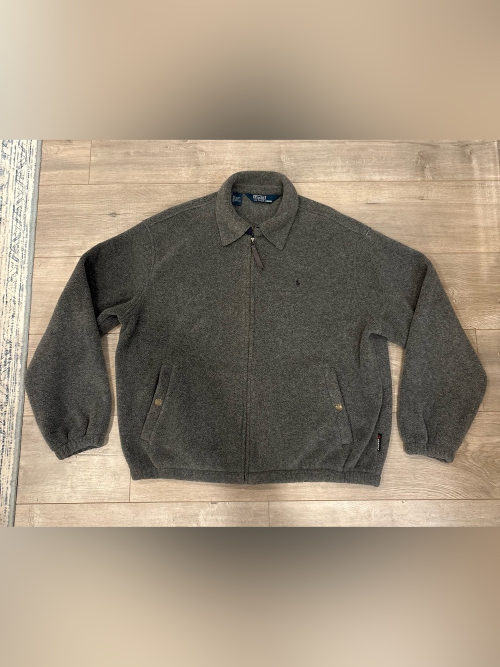 Vintage Polo Ralph Lauren Gray Polartec Fleece Jacket Size XL Full Zip